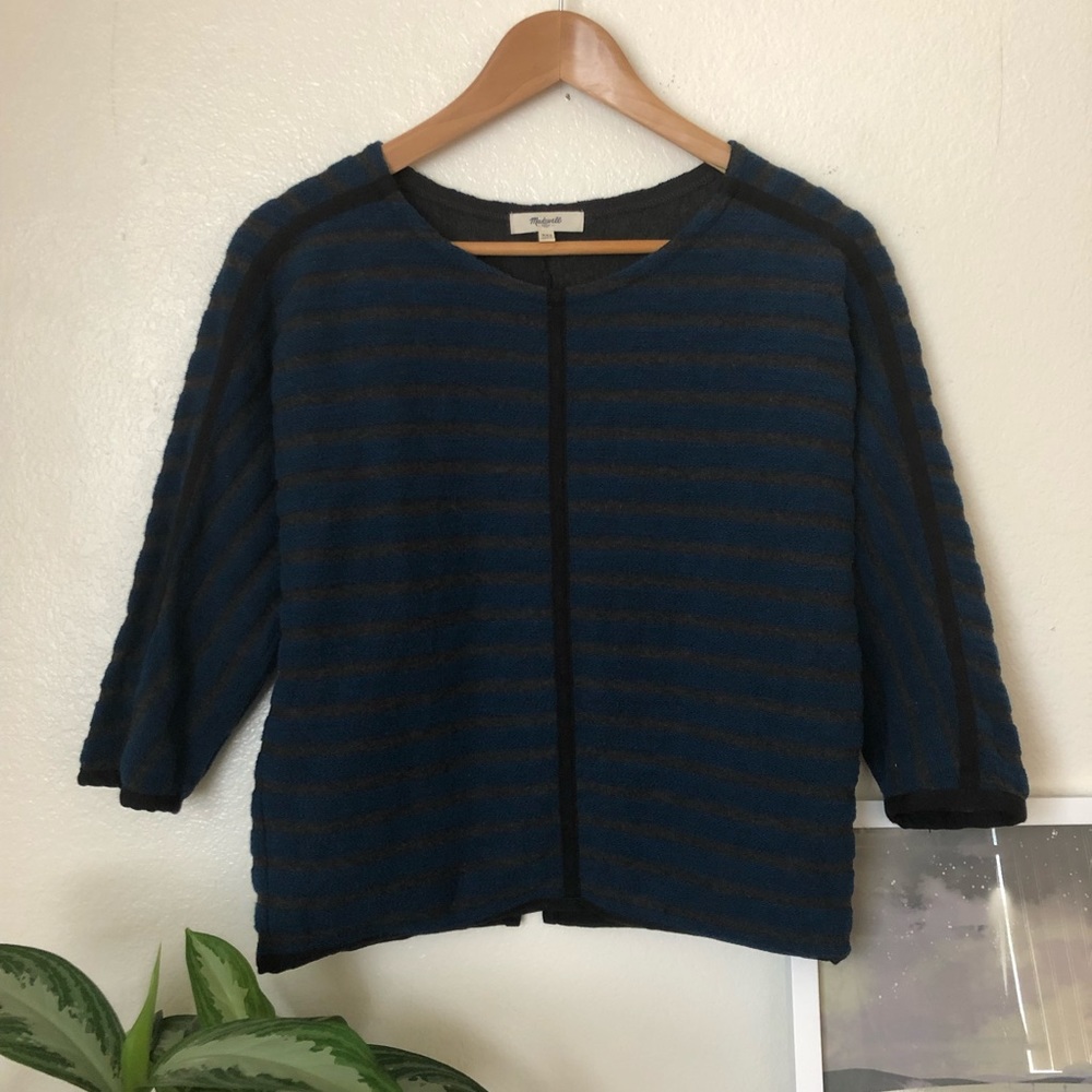 Madewell Zip Back Striped Pullover Top